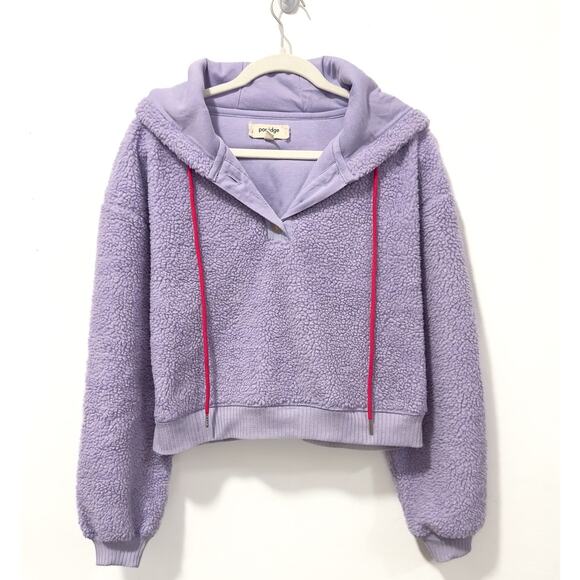 PORRIDGE - Women's Quinn Sherpa Cropped Fleece Hoodie In Purple (size S) - Picture 1 of 4